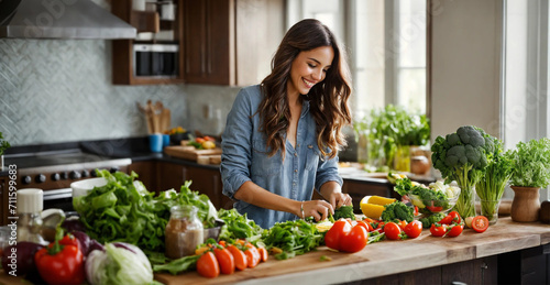 Young woman preparing food in the kitchen