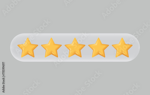 3d five star icon for service rating for satisfaction rating bubble