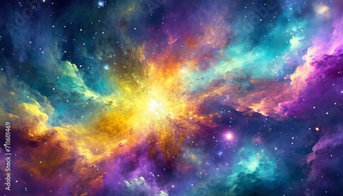 Colourful Space Galaxy Cloud Nebula. Starry Night Cosmos. Supernova Background Wallpaper