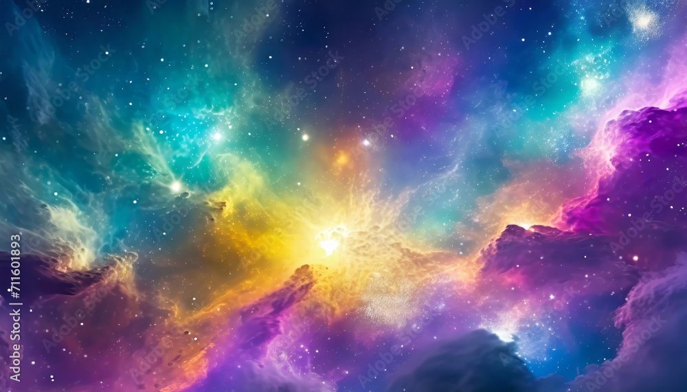 Fototapeta premium Colourful Space Galaxy Cloud Nebula. Starry Night Cosmos. Supernova Background Wallpaper