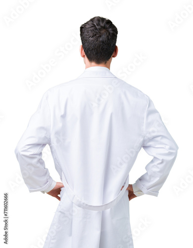 Photography Young professional scientist man wearing white coat over isolated background sta