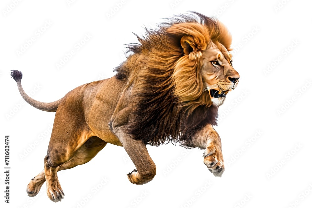 Obraz premium Running Lion Isolated on white