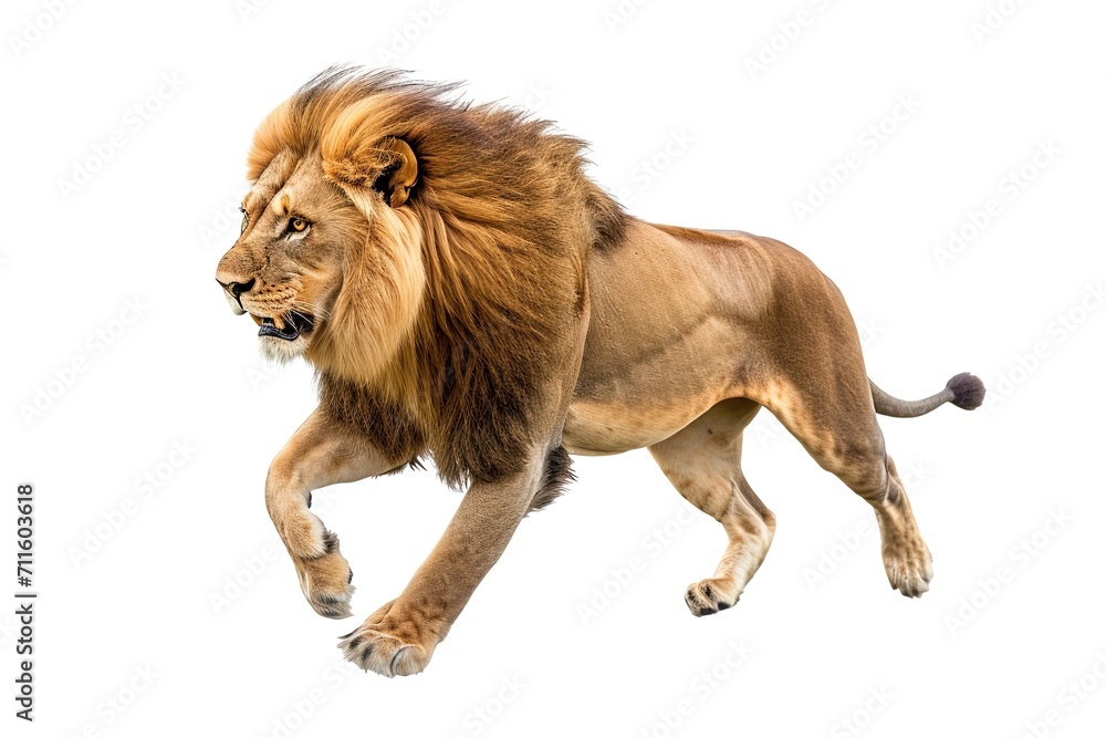Obraz premium Running Lion Isolated on white