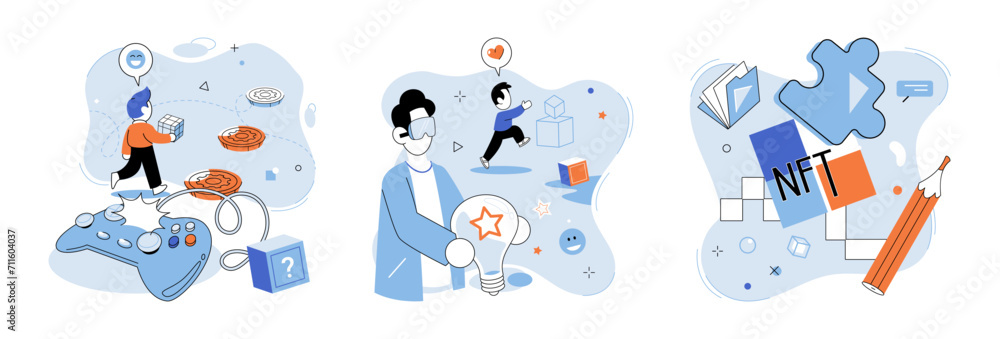 Web 3 vector illustration. Artificial intelligence AI plays pivotal ...