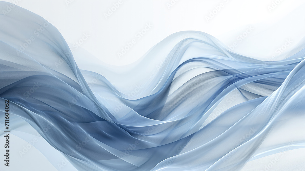 Fototapeta premium Ethereal Blue Abstract Silk Waves Background. Soft blue waves flowing seamlessly, creating a tranquil and delicate silk-like background texture. 