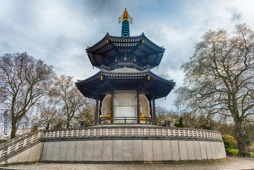 The London Peace Pagoda in the Battersea park, London, UK The London Peace Pagoda in the Battersea park, London, UK