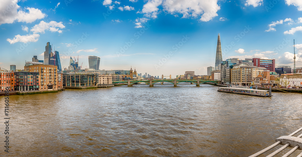 River Thames and city skyline of London, England, UK