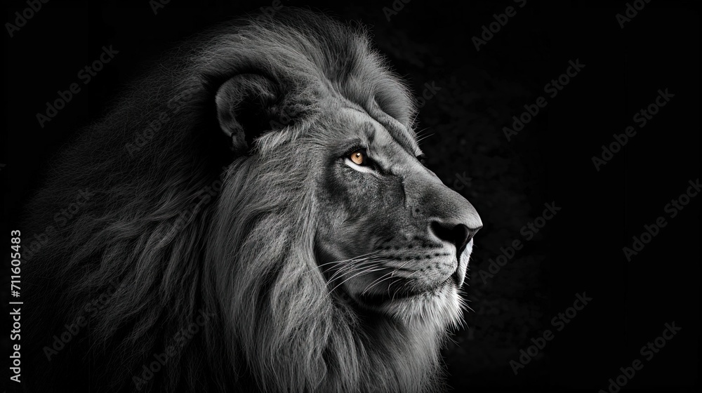 Fototapeta premium Black and white lion potrait