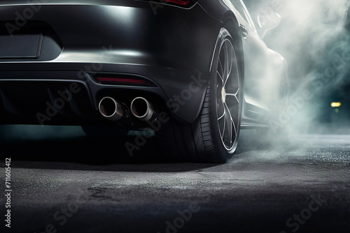 Capturing the essence of automotive emissions, this photo showcases an exhaust pipe emitting subtle smoke. Explore the intersection of technology and environmental impact photo