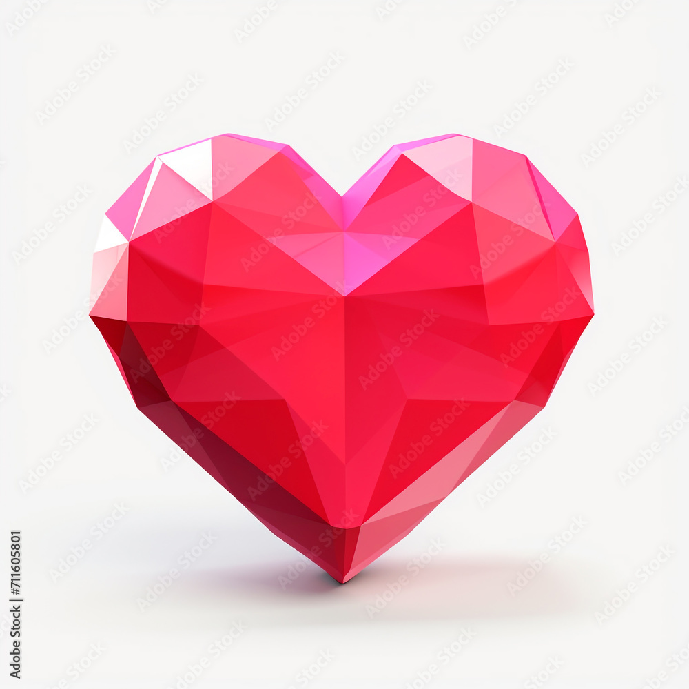 Low-poly heart, with visible geometric markings. Valentine's Day. 3D rendering design illustration. Low-poly heart, with visible geometric markings. Valentine's Day. 3D rendering design illustration.
