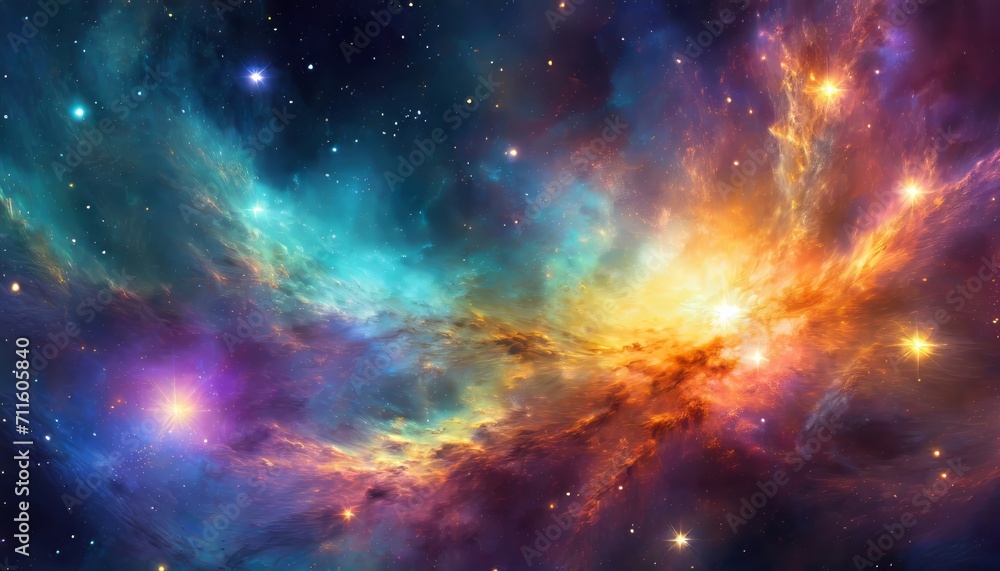 Fototapeta premium Colourful Space Galaxy Cloud Nebula. Starry Night Cosmos. Supernova Background Wallpaper