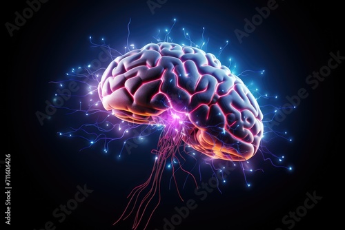 Neurotransmission excitatory glutamate and inhibitory GABA (Gamma-Aminobutyric Acid). Brain waves - alpha, beta, delta, theta - neural activities. Neuroimaging technologie: Electroencephalogram (EEG)