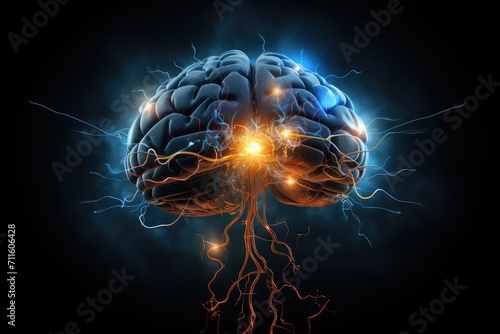 Neurotransmission excitatory glutamate and inhibitory GABA (Gamma-Aminobutyric Acid). Brain waves - alpha, beta, delta, theta - neural activities. Neuroimaging technologie: Electroencephalogram (EEG)