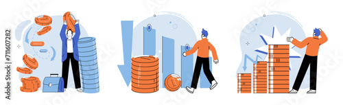 Falling economy. Vector illustration. Economic downturns create opportunities for restructuring and transformation The falling economy metaphor underscores importance diversifying revenue streams photo
