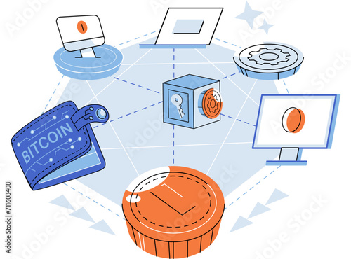 Crypto wallet vector illustration. E wallets are revolutionizing way we handle money in digital age Digital wallets have streamlined process online payment transactions The use digital wallets