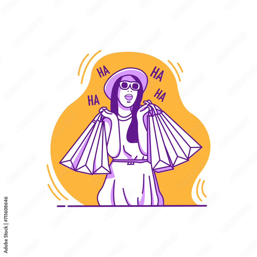Woman Shopping - Flat Design Woman Shopping - Flat Design