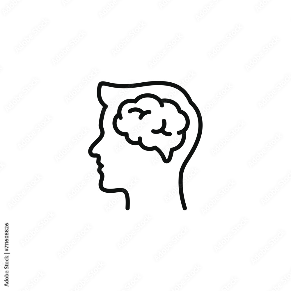 Brain line icon isolated on transparent background Brain line icon isolated on transparent background