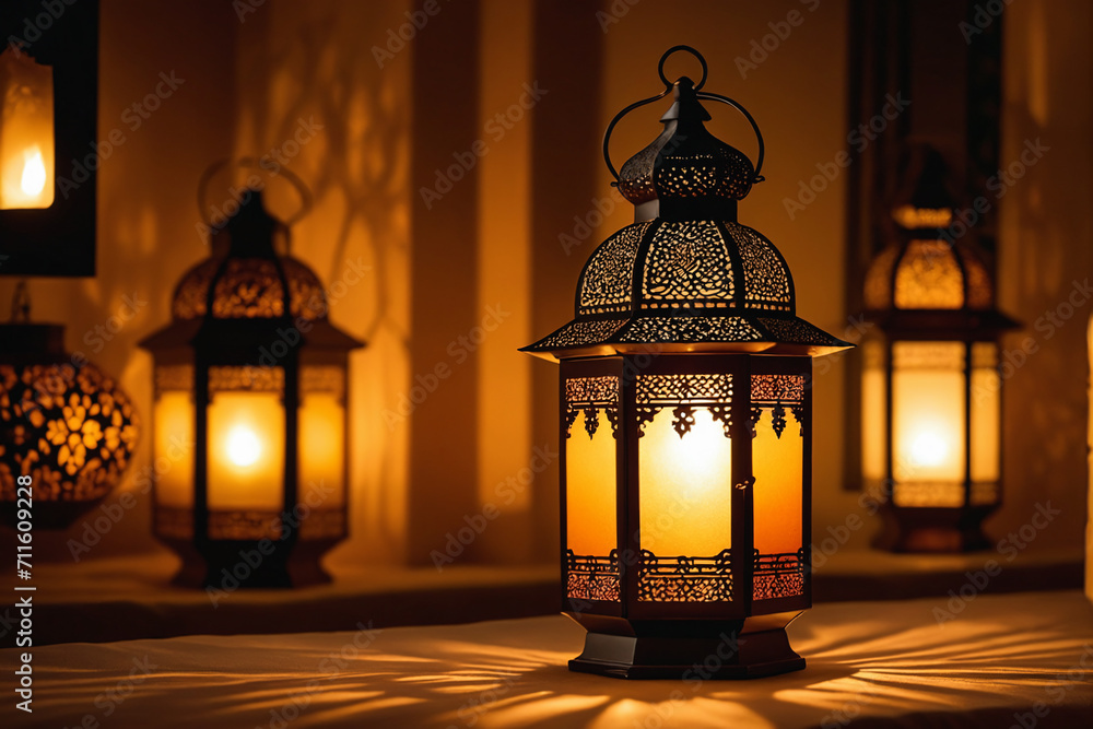 Elegant arab lantern casting warm light on nights Elegant arab lantern casting warm light on nights