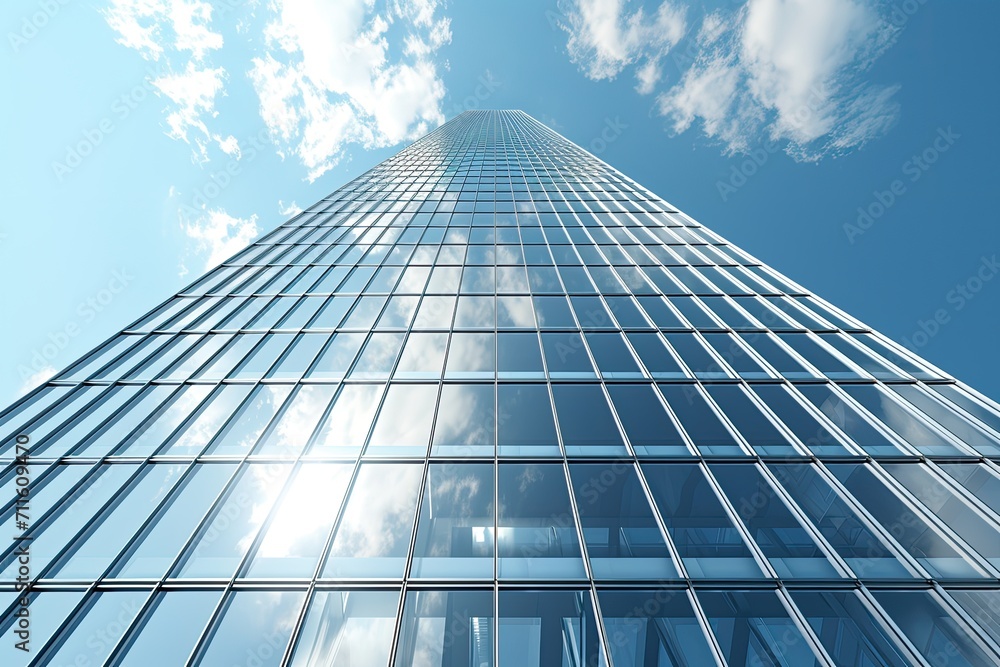 Fototapeta premium towering skyscraper with a highly reflective glass exterior