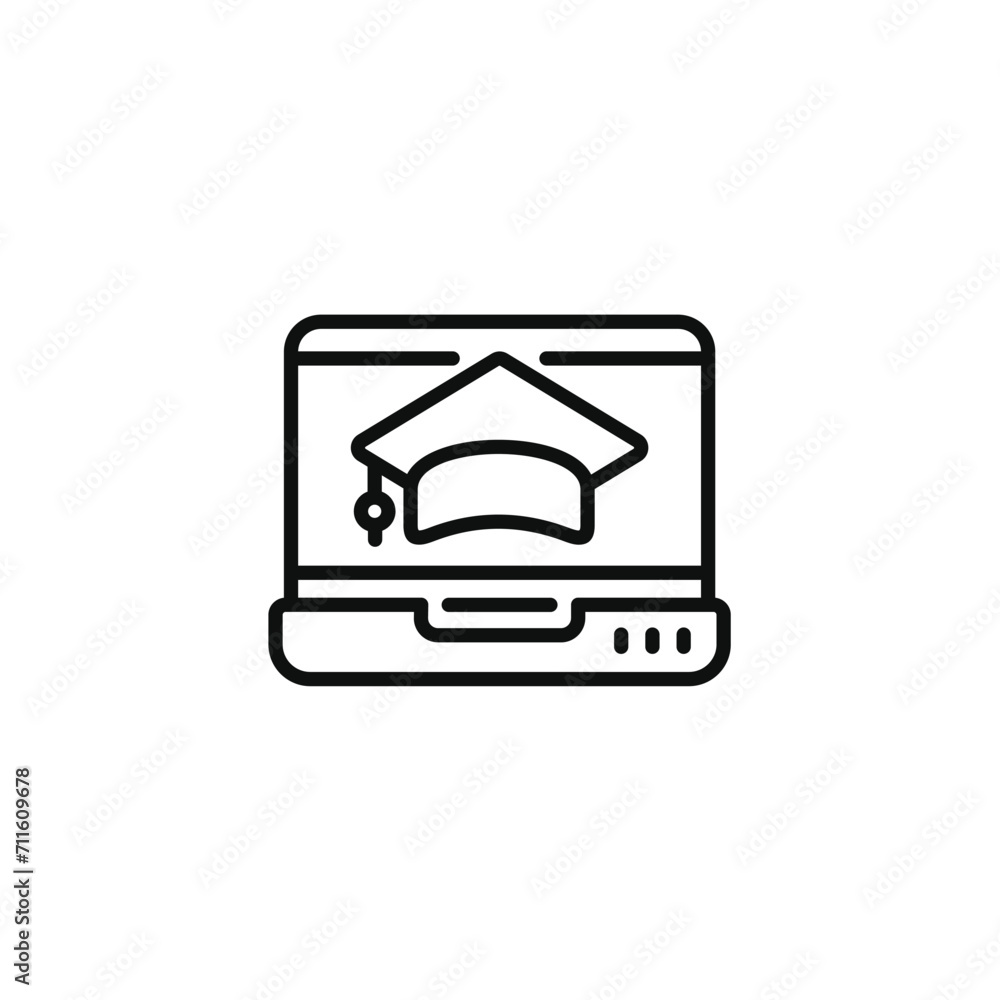 E learning line icon isolated on transparent background E learning line icon isolated on transparent background