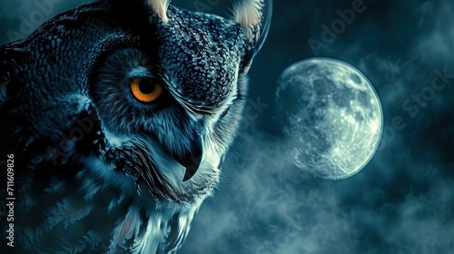 Owl with Moon Background