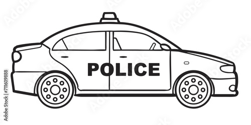police car vector illustrations. Simple Design Outline Style. You can give color you like.