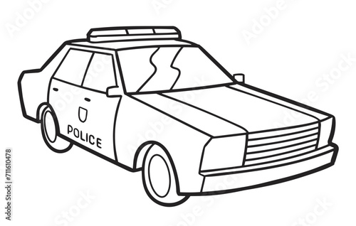 police car vector illustrations. Simple Design Outline Style. You can give color you like.
