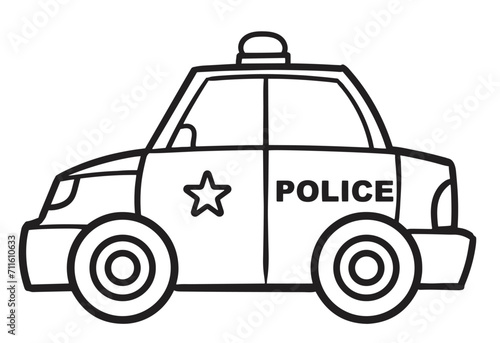 police car vector illustrations. Simple Design Outline Style. You can give color you like.