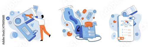 Crypto wallet vector illustration. The concept digital wallets has opened up new opportunities for financial innovation Investments in digital wallet technology are driving growth finance sector