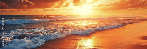 Beautiful sunset on the beach and sea