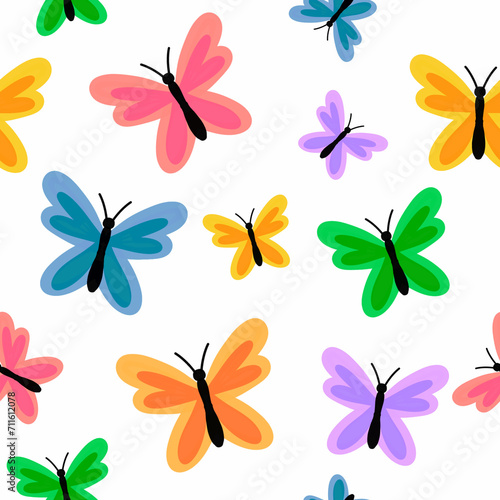 Patrón sin costuras mariposas colores ilustración original © Cecita