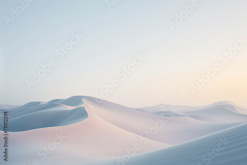Serene desert dunes under soft pastel sky