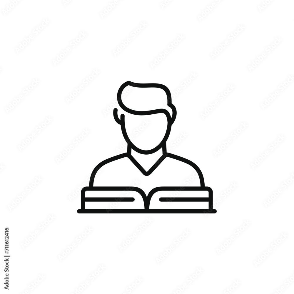Studying line icon isolated on transparent background. Reading book line icon