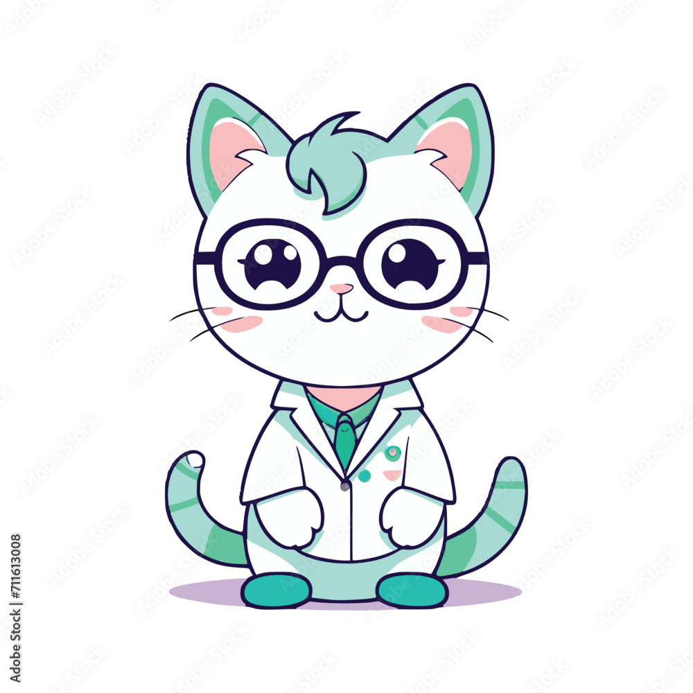 Obraz premium Doctor cat cute antropomorphic vector EPS