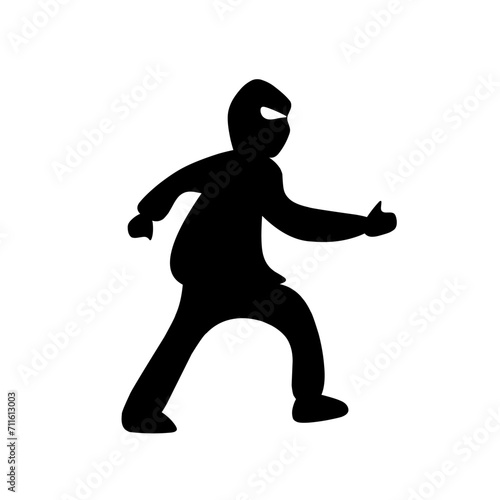 Cartoon silhouette of mask of thief,  criminal, mysterious person vector illustration 
