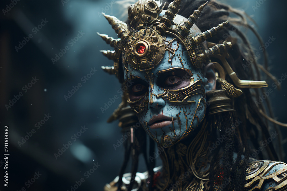 Generative AI futuristic illustration of beautiful female character Generative AI futuristic illustration of beautiful female character