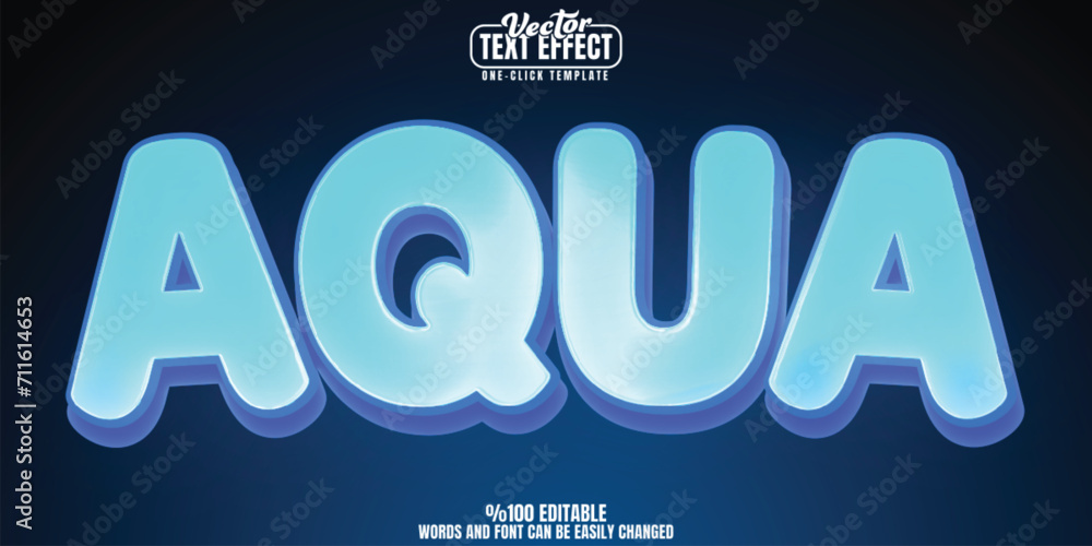 Obraz premium Aqua editable text effect, customizable water and ocean 3D font style