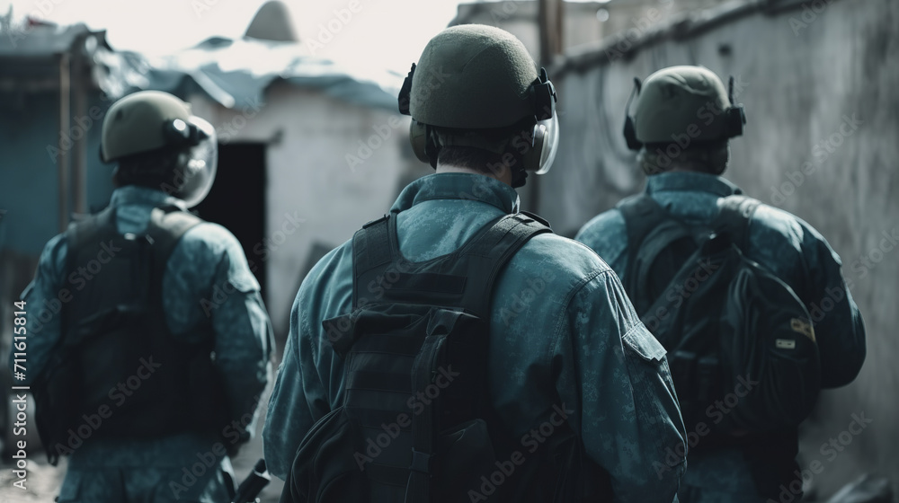 Obraz premium a medical team in a military conflict zone, demonstrating their courage and unwavering commitment to saving lives amidst perilous and unpredictable circumstances