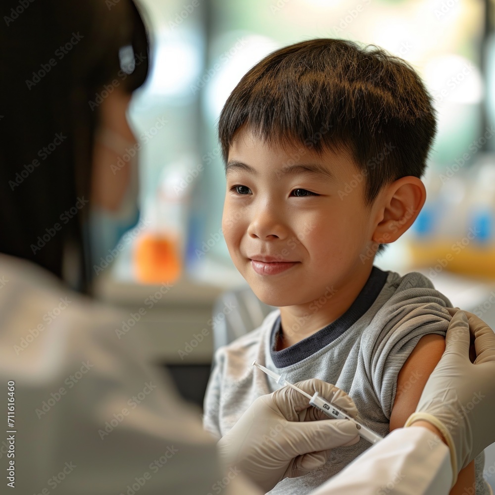 Little boy getting vaccination at the doctor's office. Vaccination concept. Little boy getting vaccination at the doctor's office. Vaccination concept.