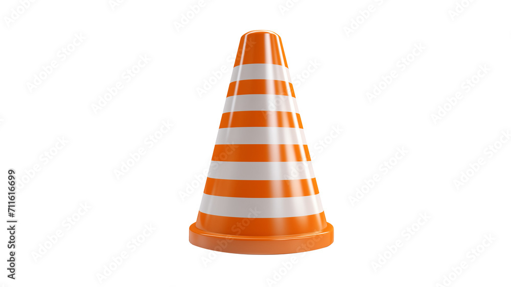 Orange traffic cone with white lines cut out. Traffic cone on transparent background Orange traffic cone with white lines cut out. Traffic cone on transparent background