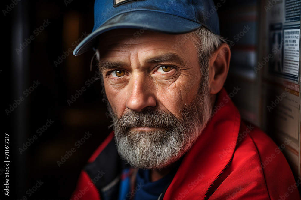 Export postal worker standing workplace delivery center Generative AI picture Export postal worker standing workplace delivery center Generative AI picture