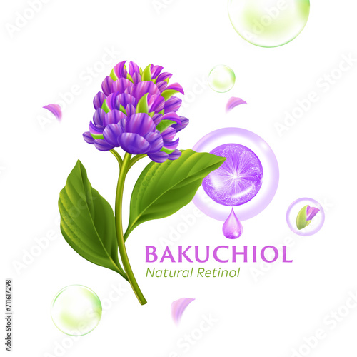 concept of Bakuchio Serum Natural Retinol for Skin Care Cosmetic poster, banner design