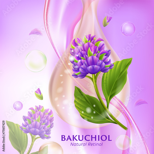 concept of Bakuchio Serum Natural Retinol for Skin Care Cosmetic poster, banner design