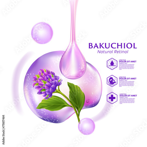 concept of Bakuchio Serum Natural Retinol for Skin Care Cosmetic poster, banner design