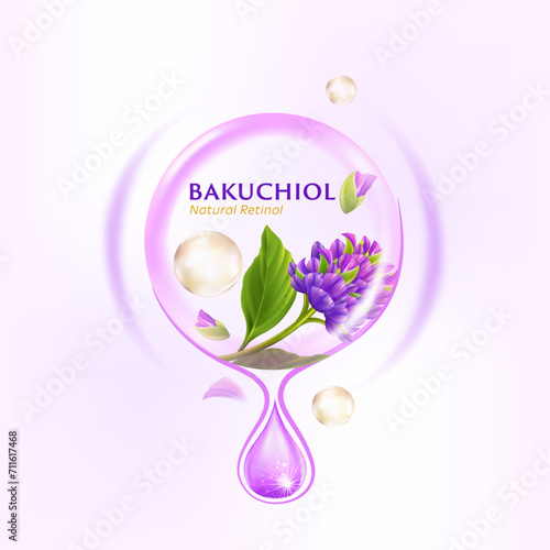 concept of Bakuchio Serum Natural Retinol for Skin Care Cosmetic poster, banner design