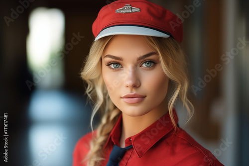 Export postal worker standing workplace delivery center Generative AI picture