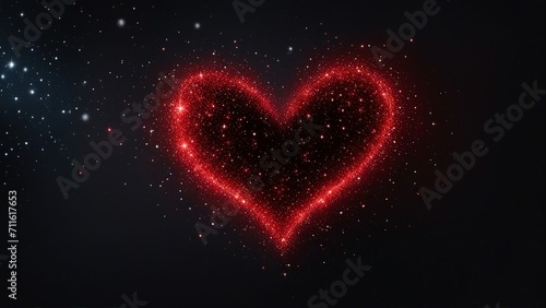 heart on fire A red heart surrounded by sparkling stars on a black space. The heart is large and beautiful   