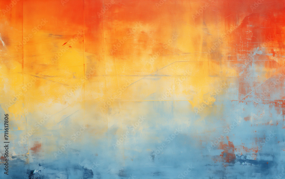 Abstract Canvas Art with Textured Red and Orange Hues Melding into Yellow and Blue Accents