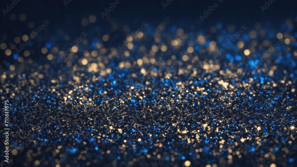 Abstract Black, Blue and Golden glitter lights Gold glitter dust texture dark background Abstract Black, Blue and Golden glitter lights Gold glitter dust texture dark background