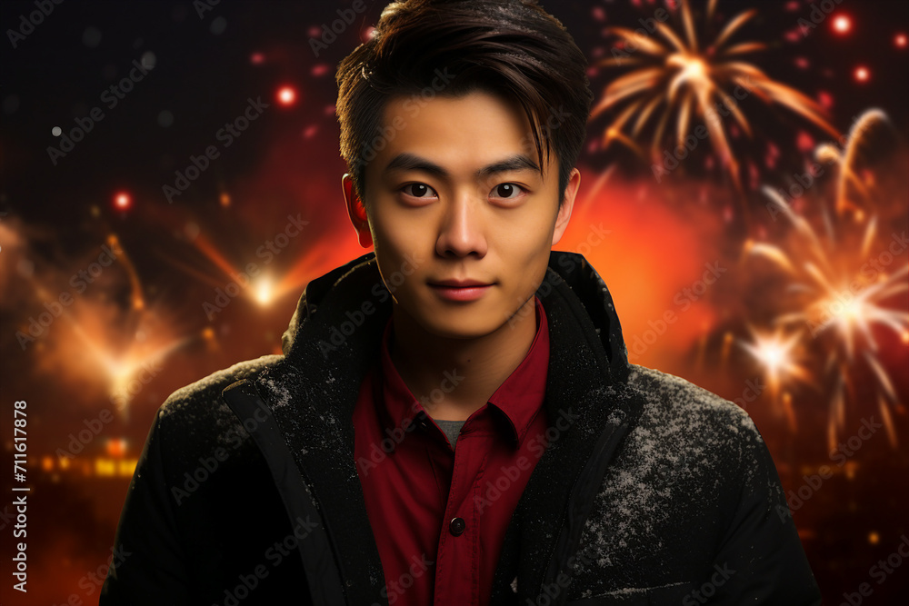 Fireworks show concept people watching admiring wonderful lights winter atmosphere Generative AI Fireworks show concept people watching admiring wonderful lights winter atmosphere Generative AI